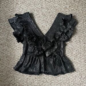 Entro Silver Ruffle Top